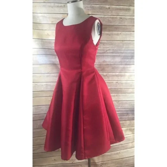 Dresses | Lulus Red Fit And Flare Dress Formal Retro Womens Size Medium |  Poshmark
